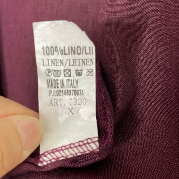 Made In Italy100% Linen NWT Roll Tab Draped Open Long Overlay One Size Burgundy - Picture 9 of 13